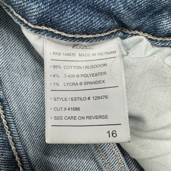 Kancan Jeans Womens 16 Straight Ankle Blue Denim Distressed Fray 90s Grunge - Picture 10 of 13